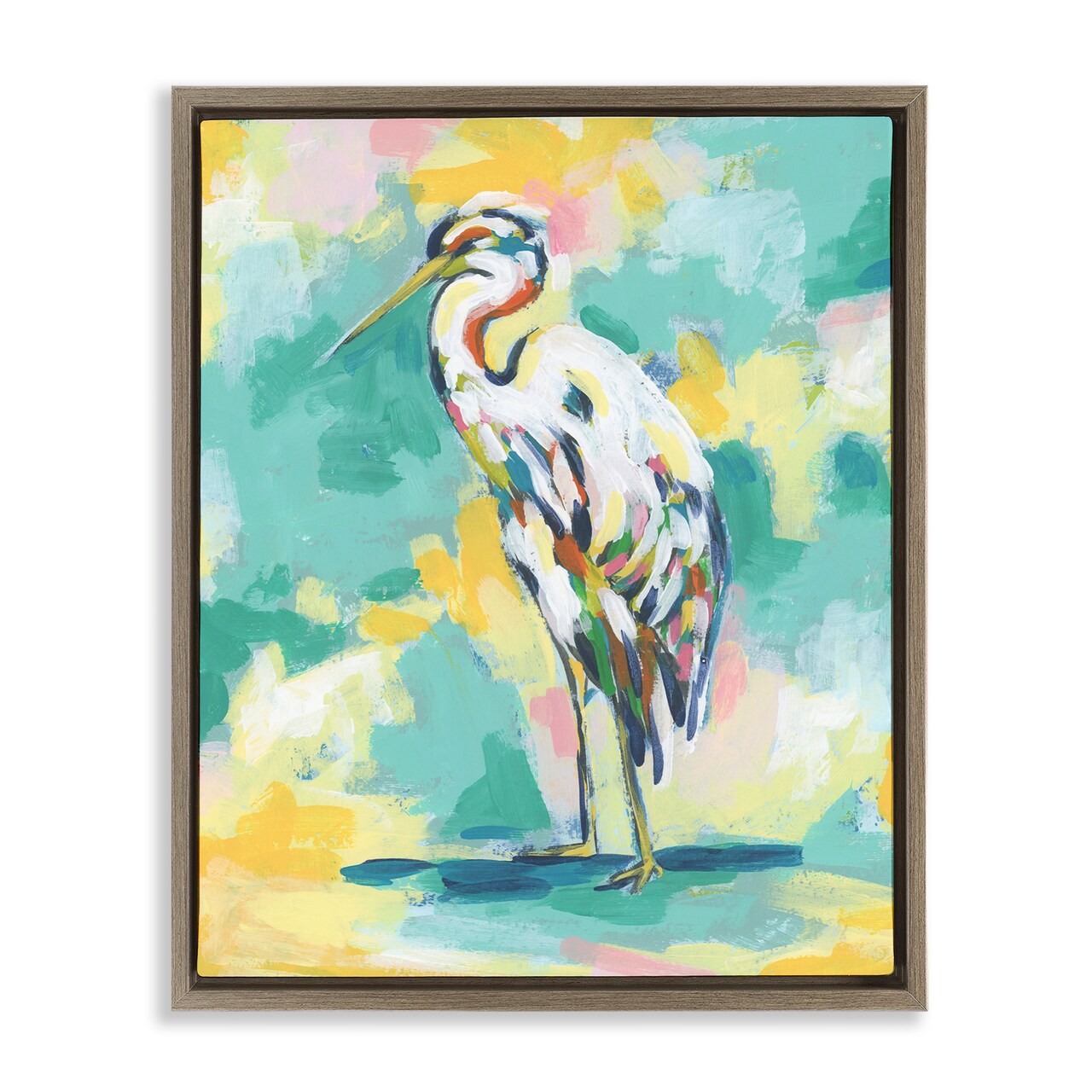 Stupell Industries Blue Modern Crane Framed Floater Canvas Wall Art Design by Michael Willett